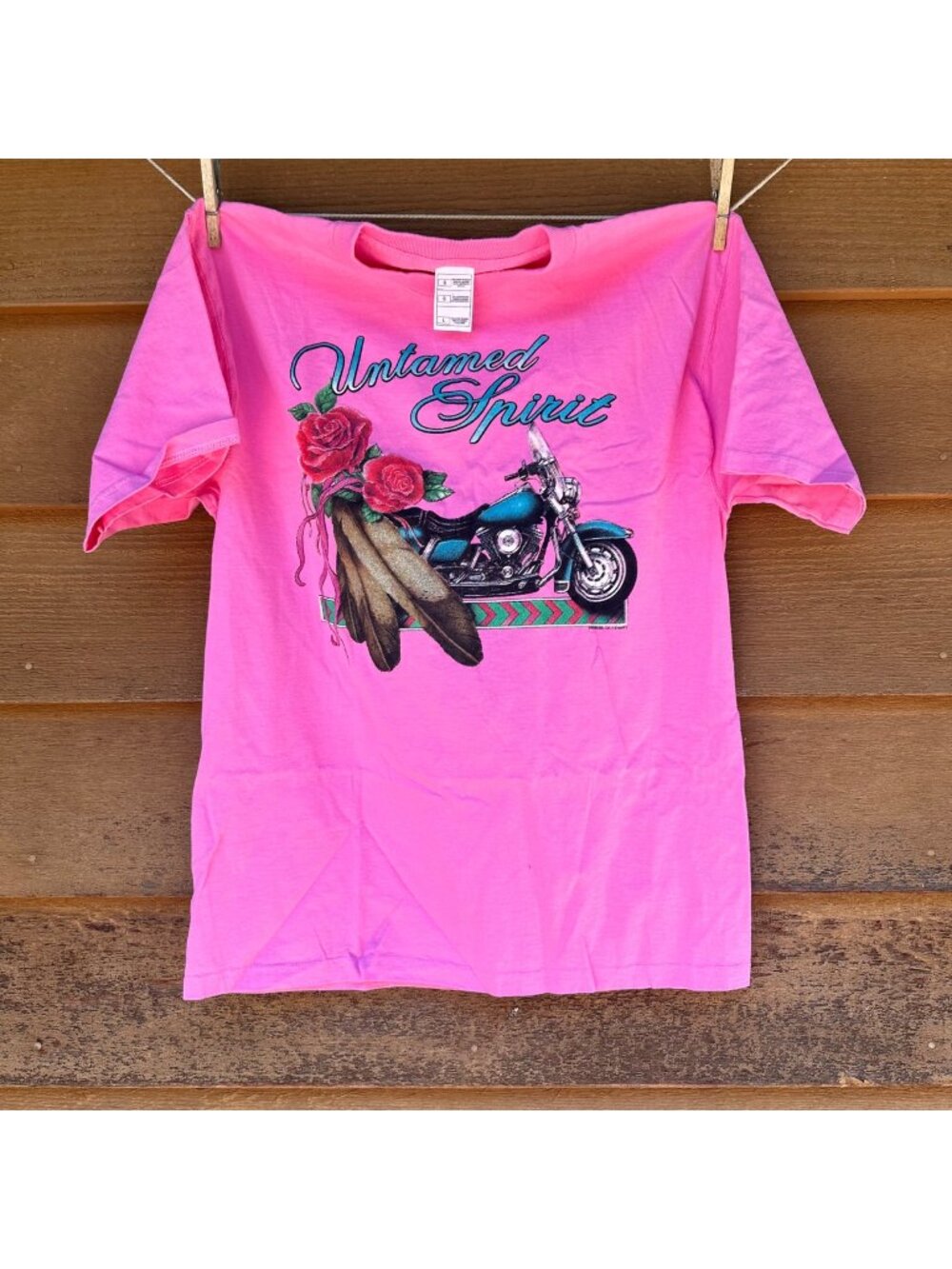 Vintage 2000 Untamed Spirit Daytona Beach Bike Week Pink Graphic T-Shirt Size L